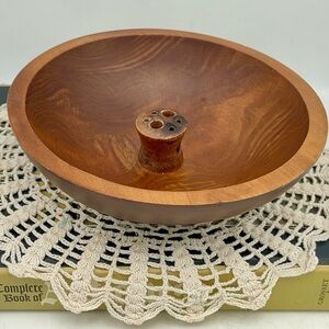 Vintage BARIBOCRAFT Canada Rustic Wooden Nut Bowl | Nut Woodenware Catchall